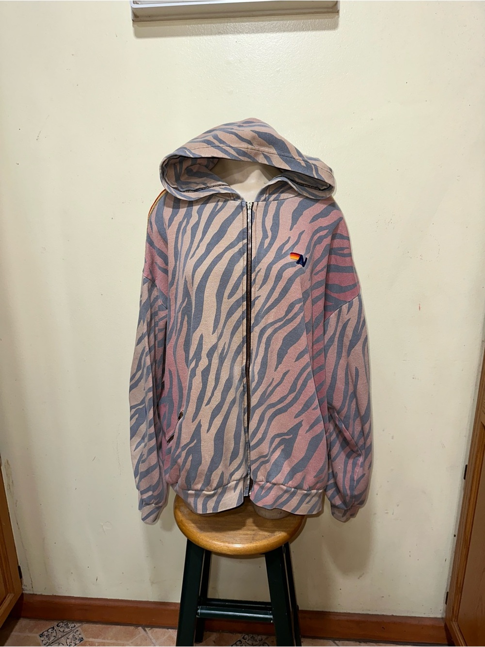 Woman’s Aviator Nation long sleeve hoodie zip fleece tiger